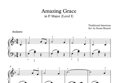 Amazing Grace  in F Major (level 1) (arr. Suzan Beyazit)