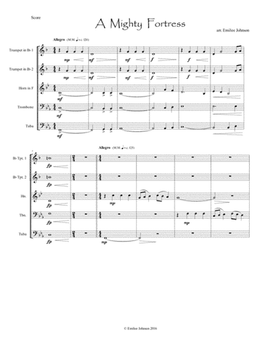A Mighty Fortress for Brass Quintet (arr. Emilee Johnson)