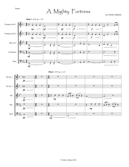 A Mighty Fortress for Brass Quintet (arr. Emilee Johnson)