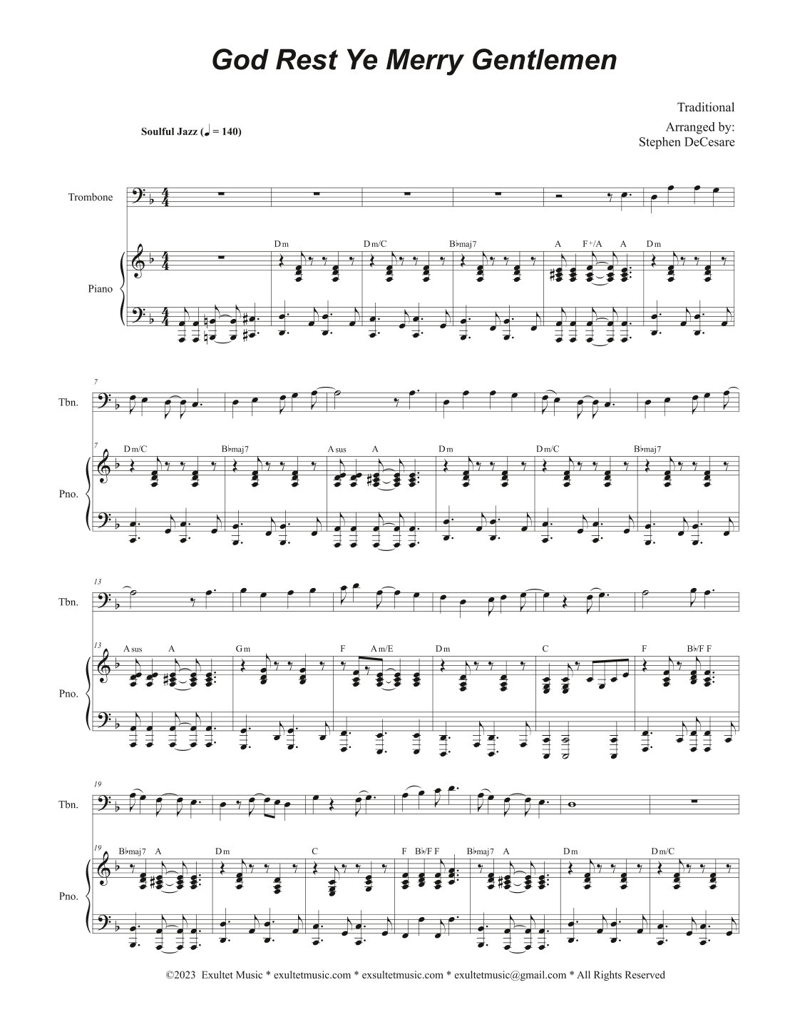 God Rest Ye Merry Gentlemen (Trombone solo and Piano) (arr. Stephen DeCesare)