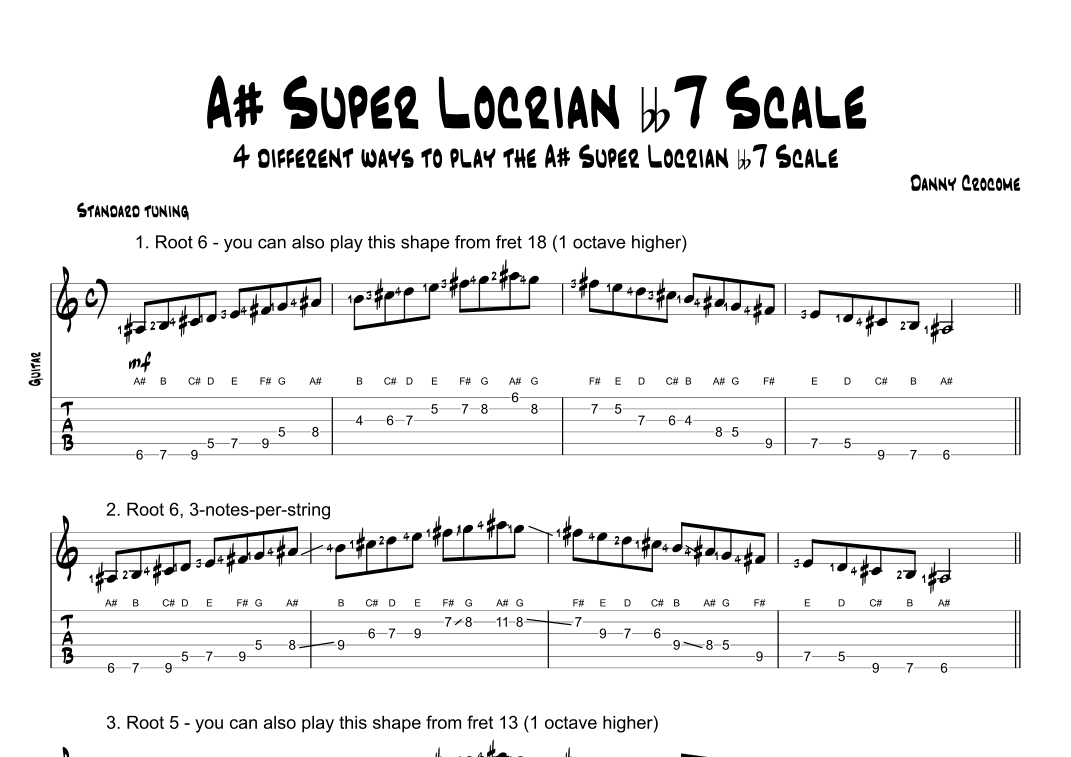 A# Super Locrian bb7 Scale (4 Ways to Play)