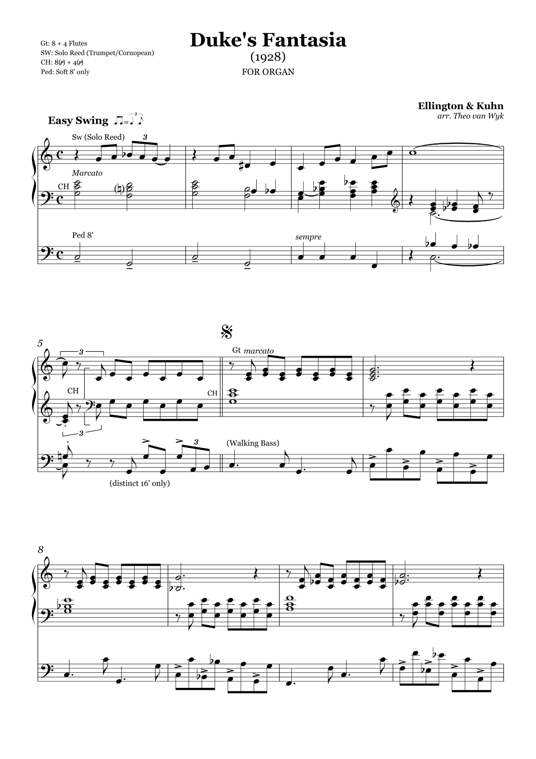 Duke's Fantasia (arr. Theo van Wyk)