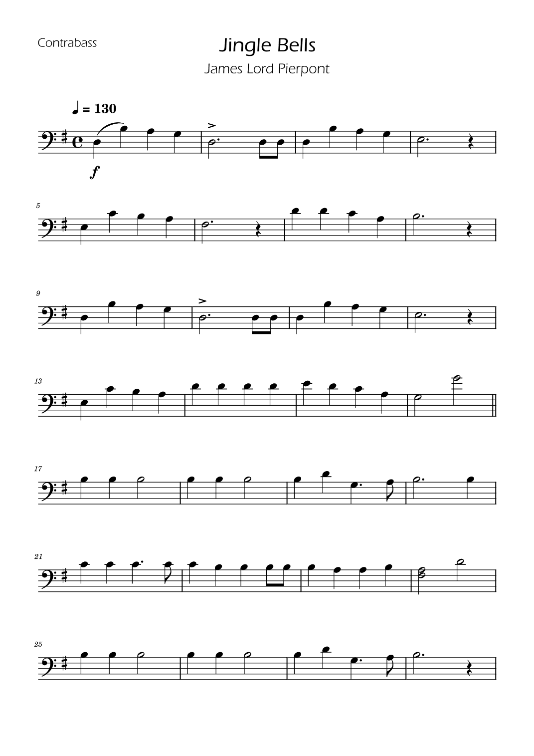 Jingle Bells - String Bass w/ Piano (arr. Ygor Nunes)