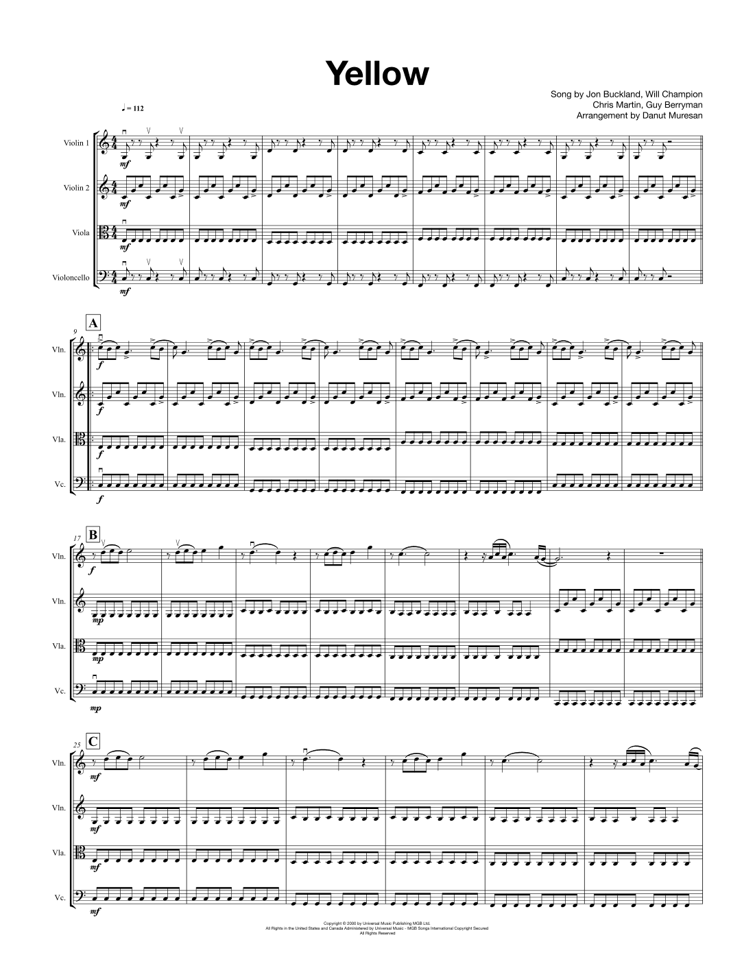 Yellow (arr. Danut Muresan)