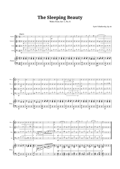 The Sleeping Beauty Waltz for String Quartet and Piano (arr. Langanho)