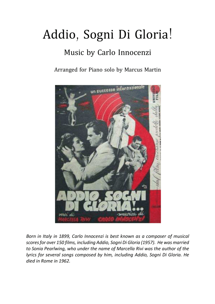 Addio Sogni Di Gloria (arr. Marcus Martin)