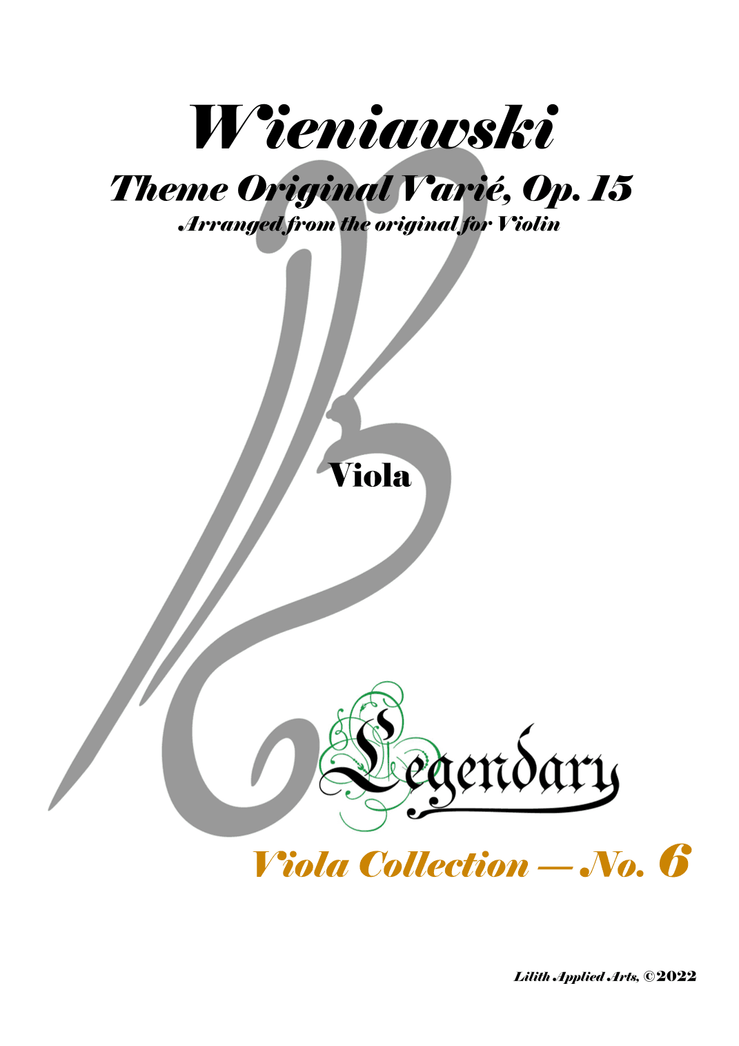Wieniawski - Variations on an Original Theme - Viola and Piano - Legendary Viola Collecton - No. 6 (arr. Amnael Orozco-Diaz)