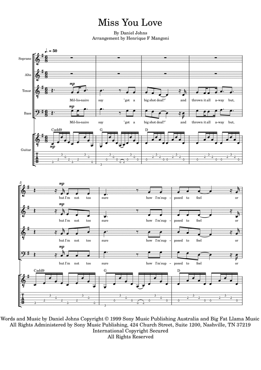Miss You Love (arr. Henrique F Mangoni)