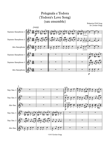 Polegnala e Todora (Todora's Love Song) (sax ensemble) (arr. Jordan Grigg)