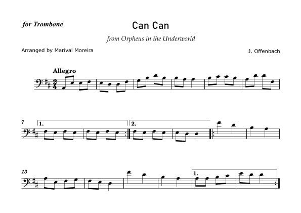 Can Can - J. Offenbach - Trombone solo (arr. Marival Moreira)