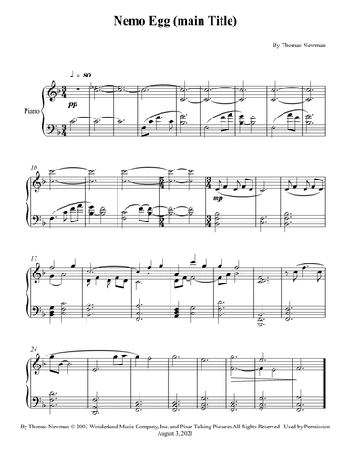 Nemo Egg (main Title) (arr. Wesley S. SIlva)