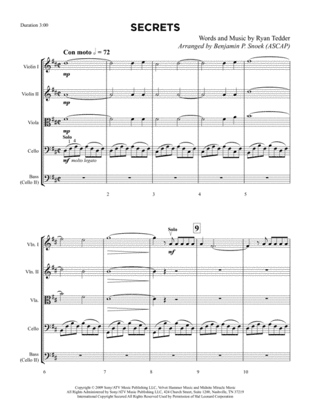 Secrets (arr. Benjamin P. Snoek)