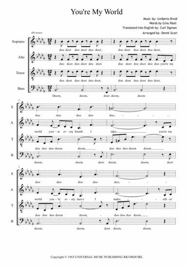 You're My World (arr. Derek Scarr)