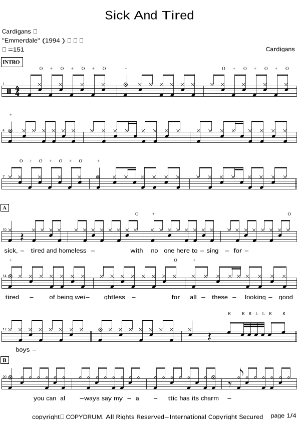 Sick And Tired (arr. COPYDRUM)