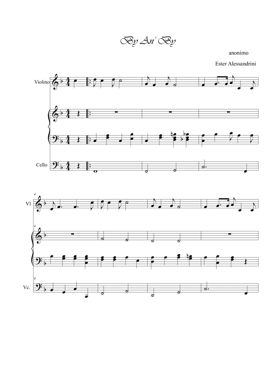 By An' By. Violin, piano and cello (arr. Ester Alessandrini)