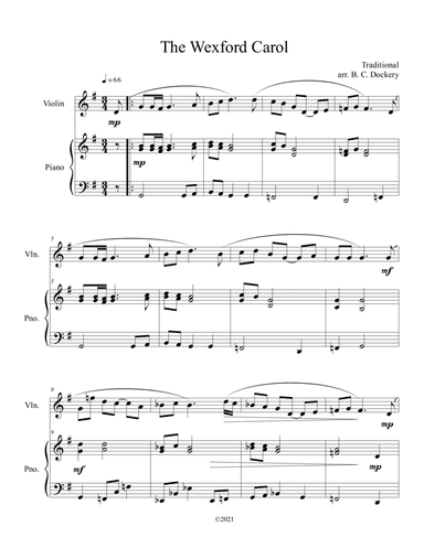 The Wexford Carol (Violin Solo with Piano Accompaniment) (arr. B. C. Dockery)