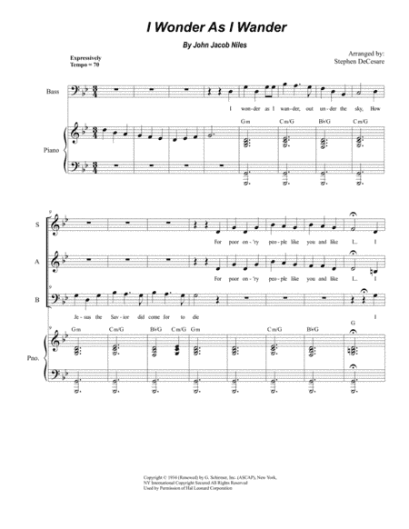 I Wonder As I Wander (arr. Stephen DeCesare)