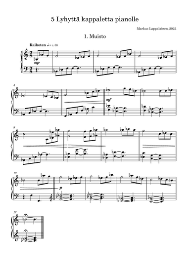 5 Short Pieces for Piano