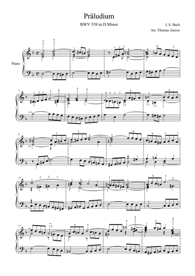 Organ Prelude Bach BWV 539 (arr. Thomas Jancso)