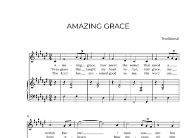 AMAZING GRACE - for piano and soprano in F# major (arr. Alex Nunes Rodrigues)
