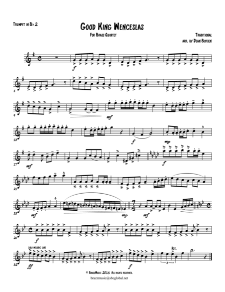 Good King Wenceslas - For Brass Quintet (arr. Dean Boysen - BrazzMusic Publishing, ASCAP Member)