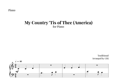 My Country 'Tis of Thee (America) (arr. GDJ)