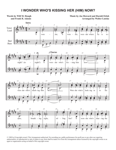 I WONDER WHO'S KISSING HER NOW (arr. Walter Latzko)