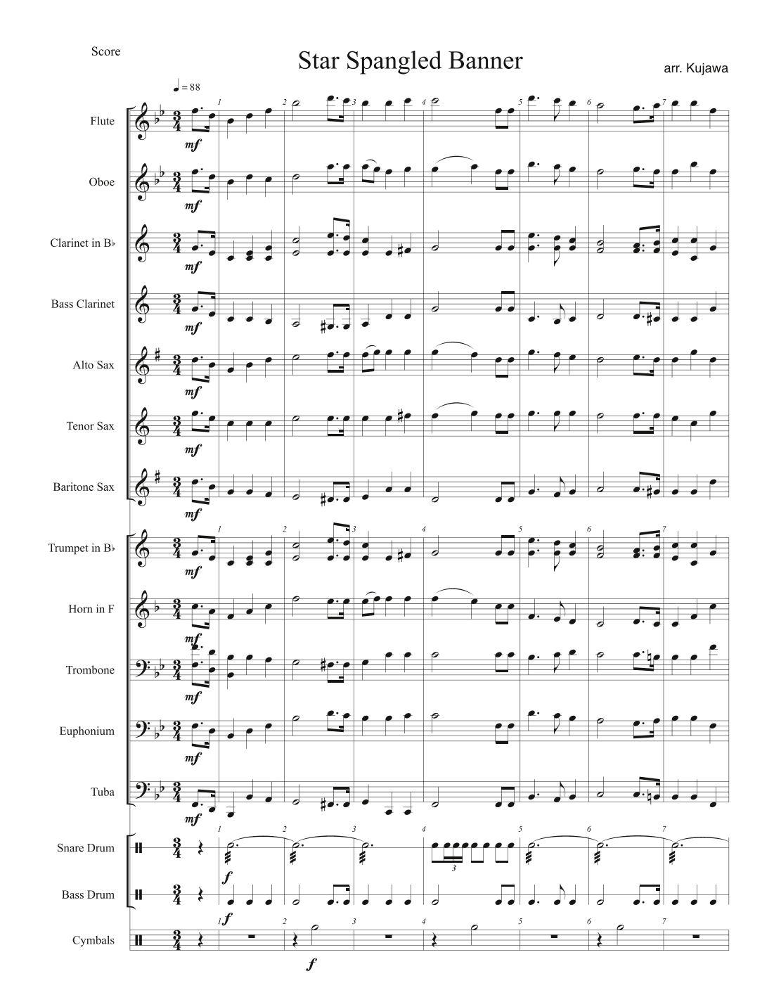 Star Spangled Banner for Concert Band (arr. Bryan Kujawa)