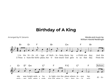 Birthday of A King (Key of B-Flat Major) (arr. R. Salvario)
