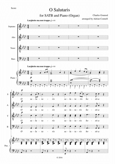 Gounod O Salutaris arranged for SATB choir and piano (or organ) (arr. Adrian Connell)