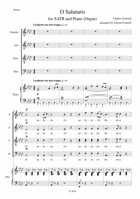 Gounod O Salutaris arranged for SATB choir and piano (or organ) (arr. Adrian Connell)