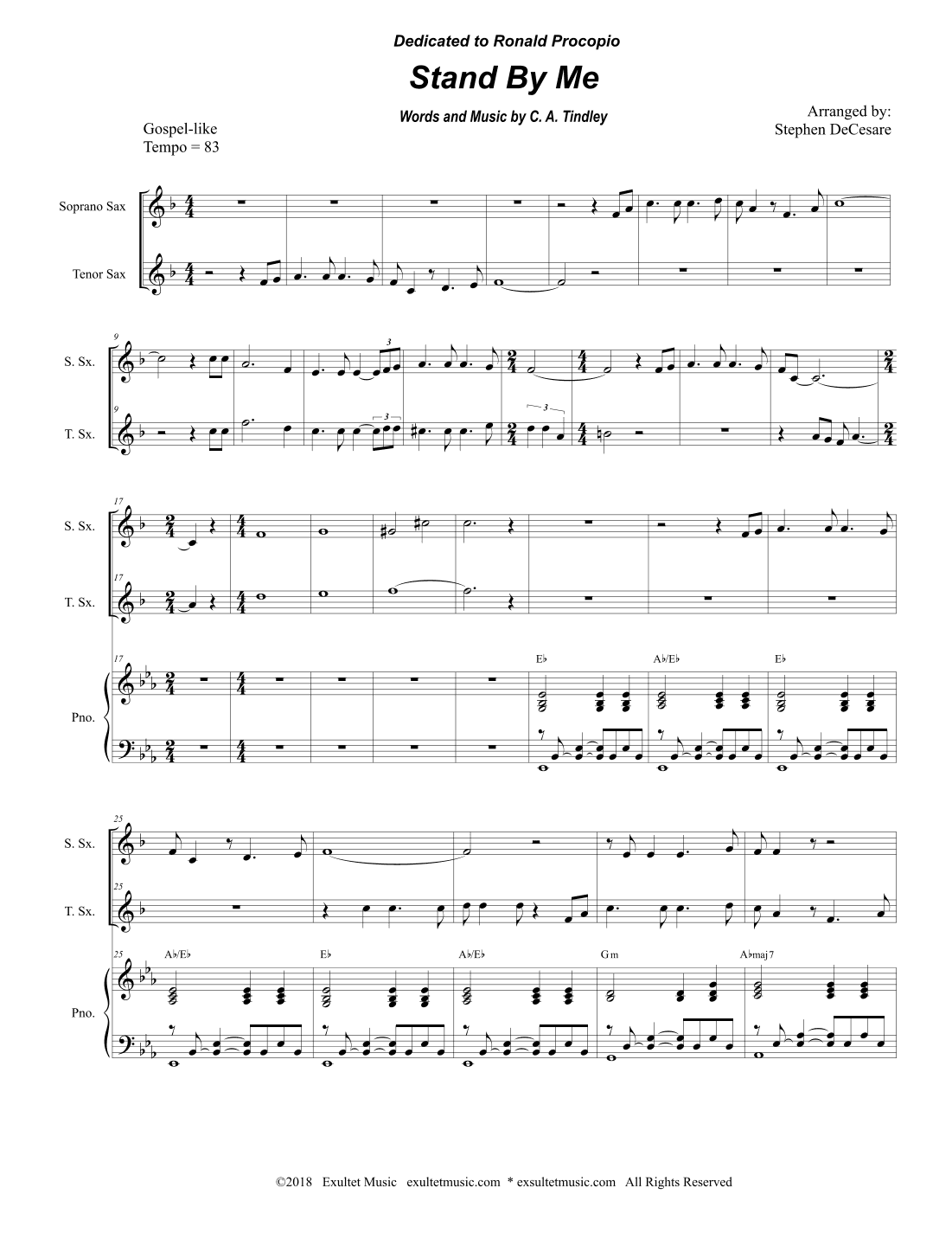 Stand By Me (Duet for Soprano and Tenor Saxophone) (arr. Stephen DeCesare)