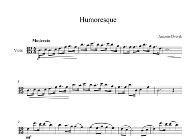 Humoresque - Antonin Dvorak (Viola) (arr. Digital Book Music)