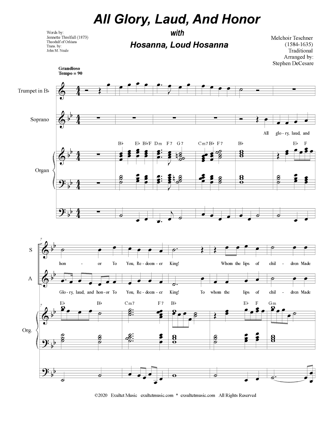 All Glory, Laud, And Honor (with "Hosanna, Loud Hosanna") (for SATB) (arr. Stephen DeCesare)