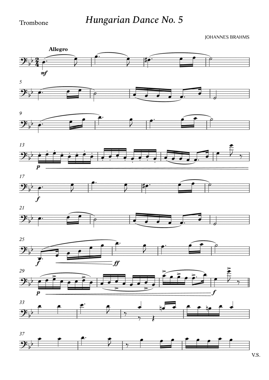 Hungarian Dance No. 5 for Trombone (arr. Cássio Silva Chaves)