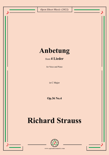 Richard Strauss-Anbetung,in C Major,Op.36 No.4 (arr. OSM Press)