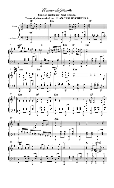 El amor del Jibarito. Canción Criolla por Noel Estrada (arr. Juan Carlos Cortés A.)