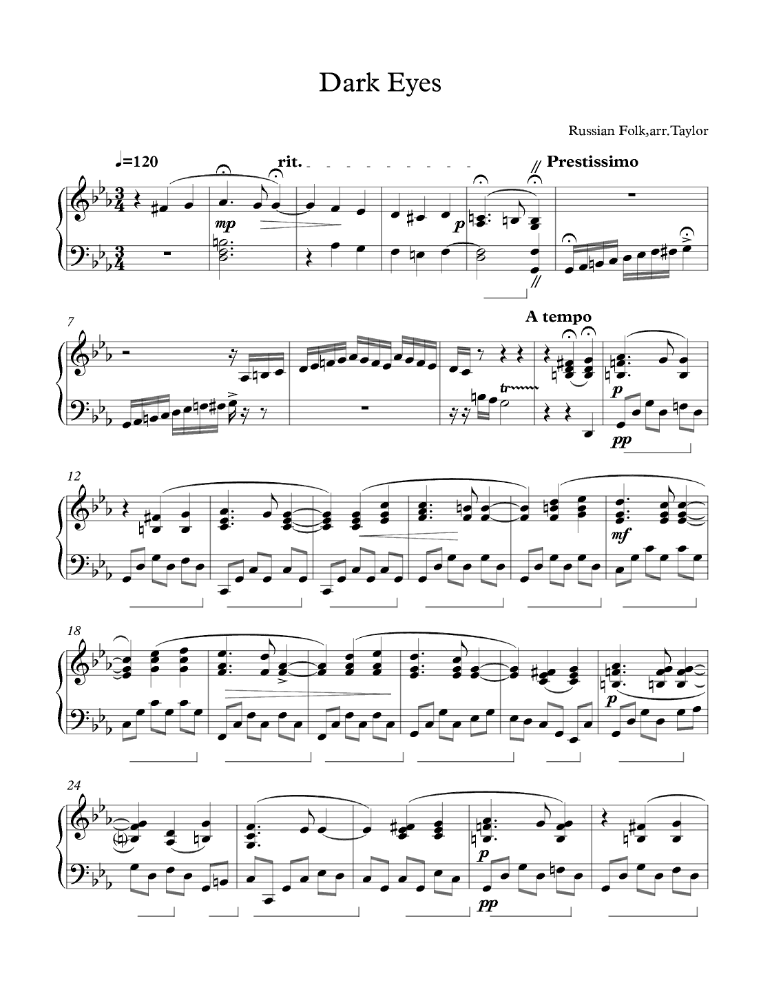 Dark Eyes (arr. Paul Taylor)