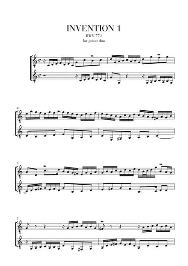 Invention 1 for guitar duet BWV 772 (arr. Cadenza Editions)