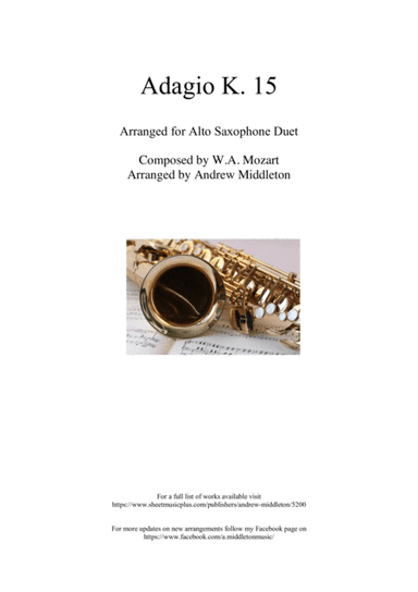 Adagio in D arranged for Alto Saxophone Duet (arr. Andrew Middleton)