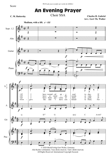 An Evening Prayer (arr. Gert Th. Walter)