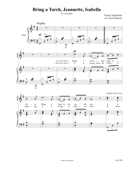 Bring a Torch, Jeannette, Isabella (2 pt.) (arr. Curtis Hanson)