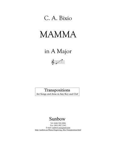 C. A. Bixio: MAMMA (transposed to A Major) (arr. Sunbow)
