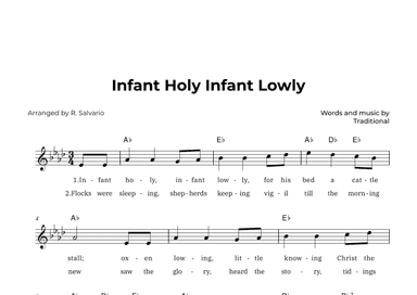Infant Holy Infant Lowly (Key of A-Flat Major) (arr. R. Salvario)