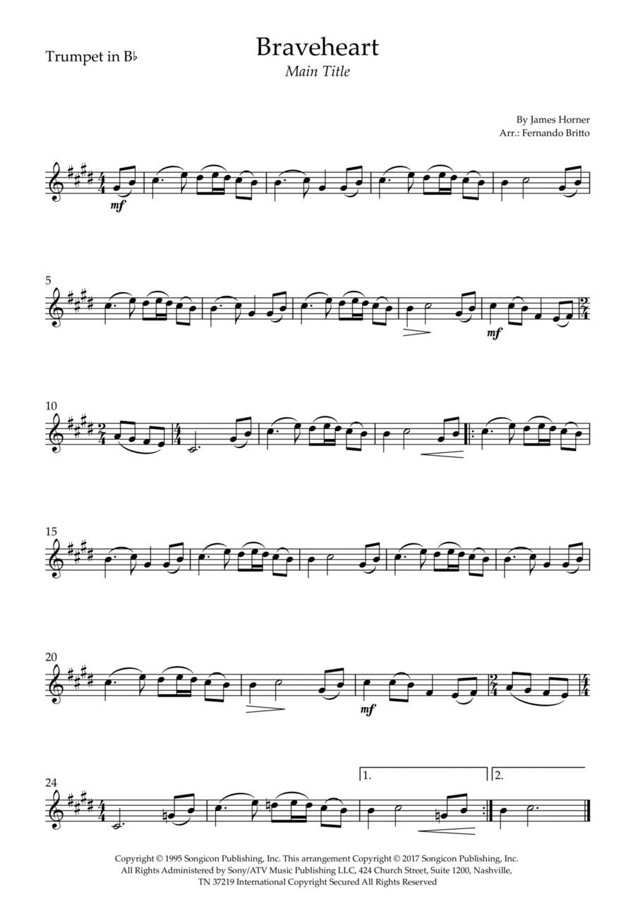 Braveheart - Main Title (arr. Fernando Britto)