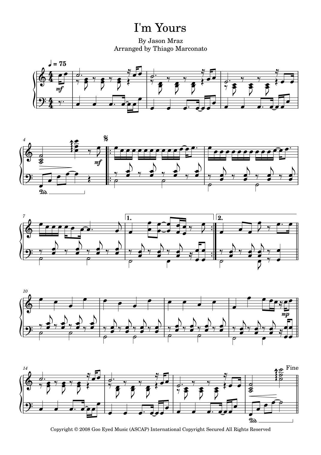 I'm Yours (arr. Thiago Marconato)
