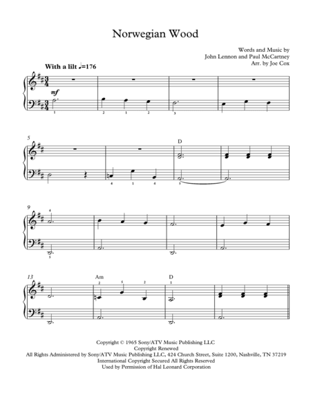 Norwegian Wood (This Bird Has Flown) (arr. Joe Cox)