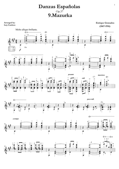 Guitar arrangement of the "Spanish dance No.9" (Danza Española n°9 "Mazurka") (arr. Iury Cardoso)