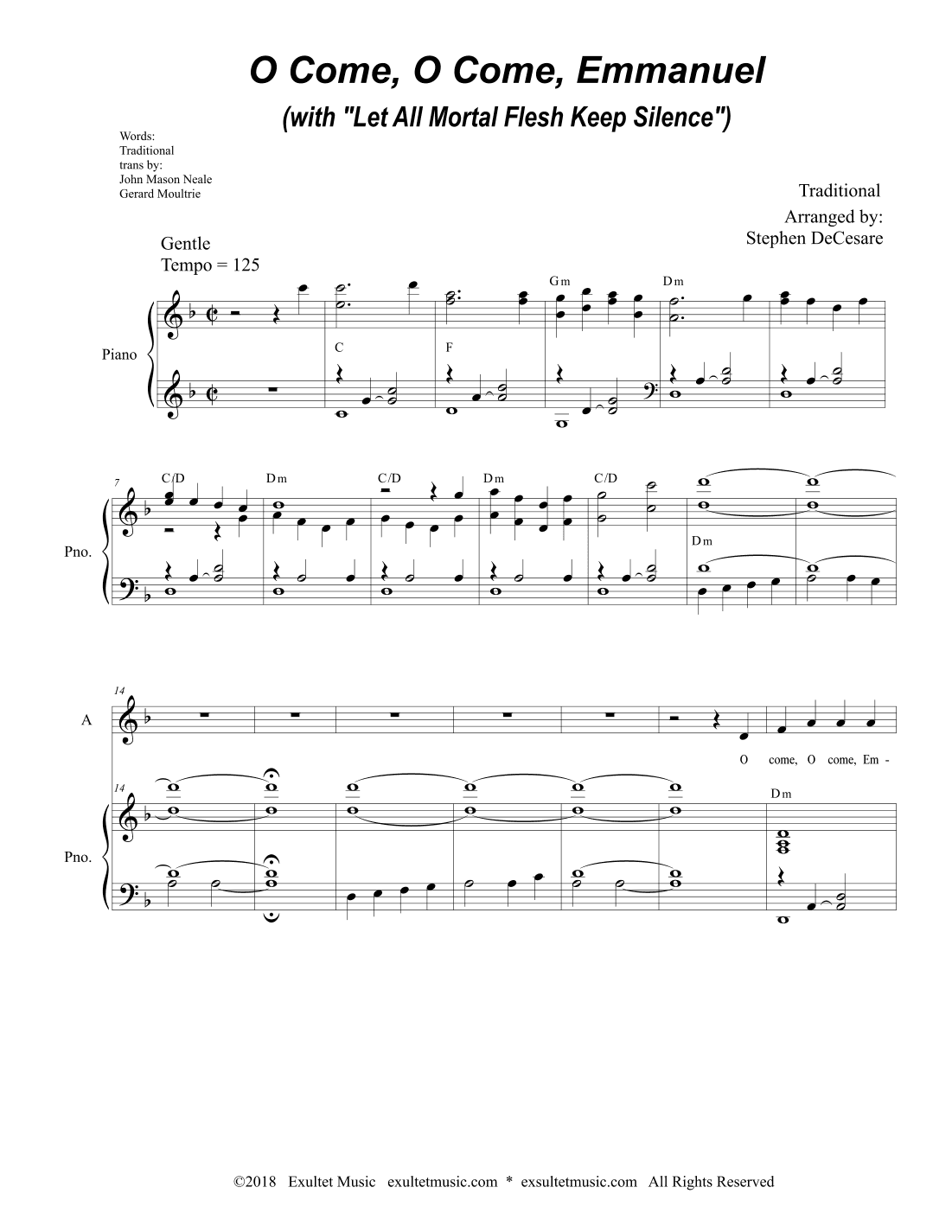 O Come, O Come, Emmanuel (with "Let All Mortal Flesh Keep Silence") (Duet for Soprano and Alto Solo) (arr. Stephen DeCesare)