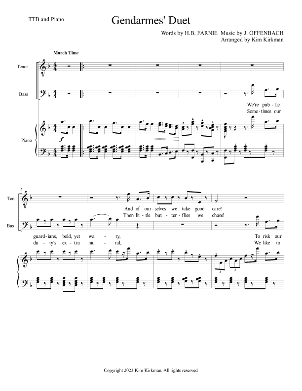 Gendarmes' Duet -  We Run Them In (arr. Kim Kirkman)